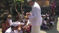 Balinese family celebrating galungan holiday in Ubud Bali Indonesia