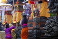 Balinese family celebrating Galungan Kuningan holidays in Bali Indonesia Royalty Free Stock Photo