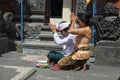 Balinese family celebrating Galungan Kuningan holidays in Bali Indonesia Royalty Free Stock Photo