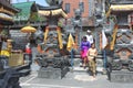 Balinese family celebrating Galungan Kuningan holidays in Bali Indonesia