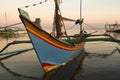 Balinese Fishing Boats Anchored in the Village of Pemuteran. Royalty Free Stock Photo