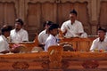 Balinese gamelan orchestra playing traditional music in Bali Indonesia Royalty Free Stock Photo