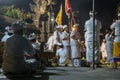 balinese Hindu priests and people at a ritual at temple, ceremony