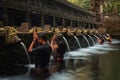 Balinese Hindus Bathing at Tirta Empul Temple in Bali, Indonesia