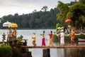 Balinese Hindus at Pura Ulun Danu Beratan Temple in Bali, Indonesia Royalty Free Stock Photo