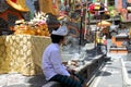 Balinese man celebrating Galungan Kuningan holidays in Bali Indonesia Royalty Free Stock Photo