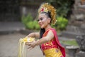 Balinese pendet dancer performing in temple Royalty Free Stock Photo