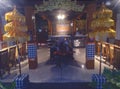 Balinese restaurant front of with etnic decoration