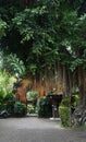 Balinese temple gate entrance with plants in Bali Indonesia Royalty Free Stock Photo