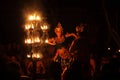 Balinese women dance traditional balinise dance with fire