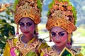 Balinese women dancing Tari Pendet Dance in Bali Indonesia