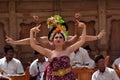 Balinese women dancing Tari Pendet Dance in Bali Indonesia