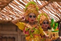 Balinese women dancing Tari Pendet Dance in Bali Indonesia