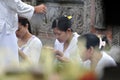 Balinese women in prayer Royalty Free Stock Photo