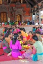 Balinese women preparing offerings