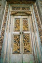 Balinese wood carved doors with traditional local ornaments Royalty Free Stock Photo