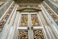 Balinese wood carved doors with traditional local ornaments Royalty Free Stock Photo