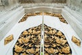 Balinese wood carved doors with traditional local ornaments Royalty Free Stock Photo