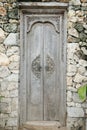 Balinese wood carved doors with traditional local ornaments Royalty Free Stock Photo