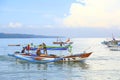 Balinese wooden fishing boat at port in Jimbaran beach Royalty Free Stock Photo