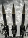 Balistic Rockets. Nuclear Missiles With Warhead Aimed at dramatic Sky. War concept