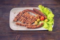 Balkan cuisine. Cevapi, grilled dish of minced meat. Copy space Royalty Free Stock Photo