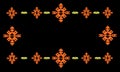 Vintage ethnic pattern, orange Serbian ornament, isolated on black background