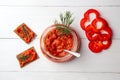 Balkan snack ajvar in a jar and on bread rolls on a white background Royalty Free Stock Photo