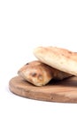 Balkan somun bread on the wooden board Royalty Free Stock Photo