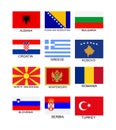 Balkan states flag collection vector illustration isolated Royalty Free Stock Photo