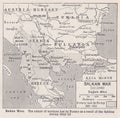 Vintage map of the Balkan War (Second)