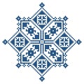 Zmijanski vez Bosnia and Herzegovina cross-stitch style vector design square ornament - traditional folk art design