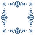 Zmijanski vez Bosnia and Herzegovina cross-stitch style vector frame or bords design - traditional folk art emrboidery pattern