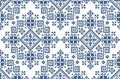Retro Zmijanje vector seamless geometric cross-stitich pattern - traditional folk art design from Bosnia and Herzegovina