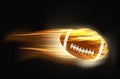 Ball for American football on fire Royalty Free Stock Photo