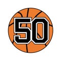 Ball of basketball symbol with number 50