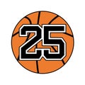 Ball of basketball symbol with number 25 Royalty Free Stock Photo