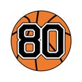 Ball of basketball symbol with number 80