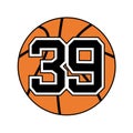 Ball of basketball symbol wtih number 39