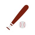 Ball and bat of baseball flat style icon vector design