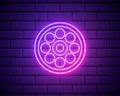 Ball bearing vector icon. Neon Mechanical part with round steel metal, cage, hub and ball for support load bearing in Royalty Free Stock Photo