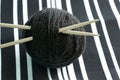 Ball of black woolen thread Royalty Free Stock Photo