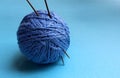 A ball of blue knitting yarn for knitting Royalty Free Stock Photo