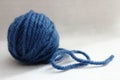 Ball of blue yarn isolated on white background as hobby knitting concept.. Royalty Free Stock Photo