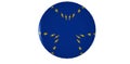 The ball is blue with yellow distorted stars arranged in a certain order. May be suitable for an icon of a website related to the