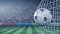 Ball with Boca Juniors football club logo hits football goal net. Conceptual editorial 3D animation