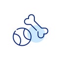 Ball and bone. Dog toys for physical activity and entertainment. Pet supplies. Pixel perfect, editable stroke icon