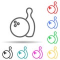 ball and bowling multi color style icon. Simple thin line, outline  of web icons for ui and ux, website or mobile Royalty Free Stock Photo