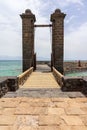 Ball bridge - a bridge connecting the Castle of San Gabriel with the island of Lanzerote. Royalty Free Stock Photo