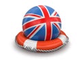 Ball with British flag on lifebuoy Royalty Free Stock Photo